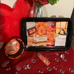 Orange all over rolling tray set